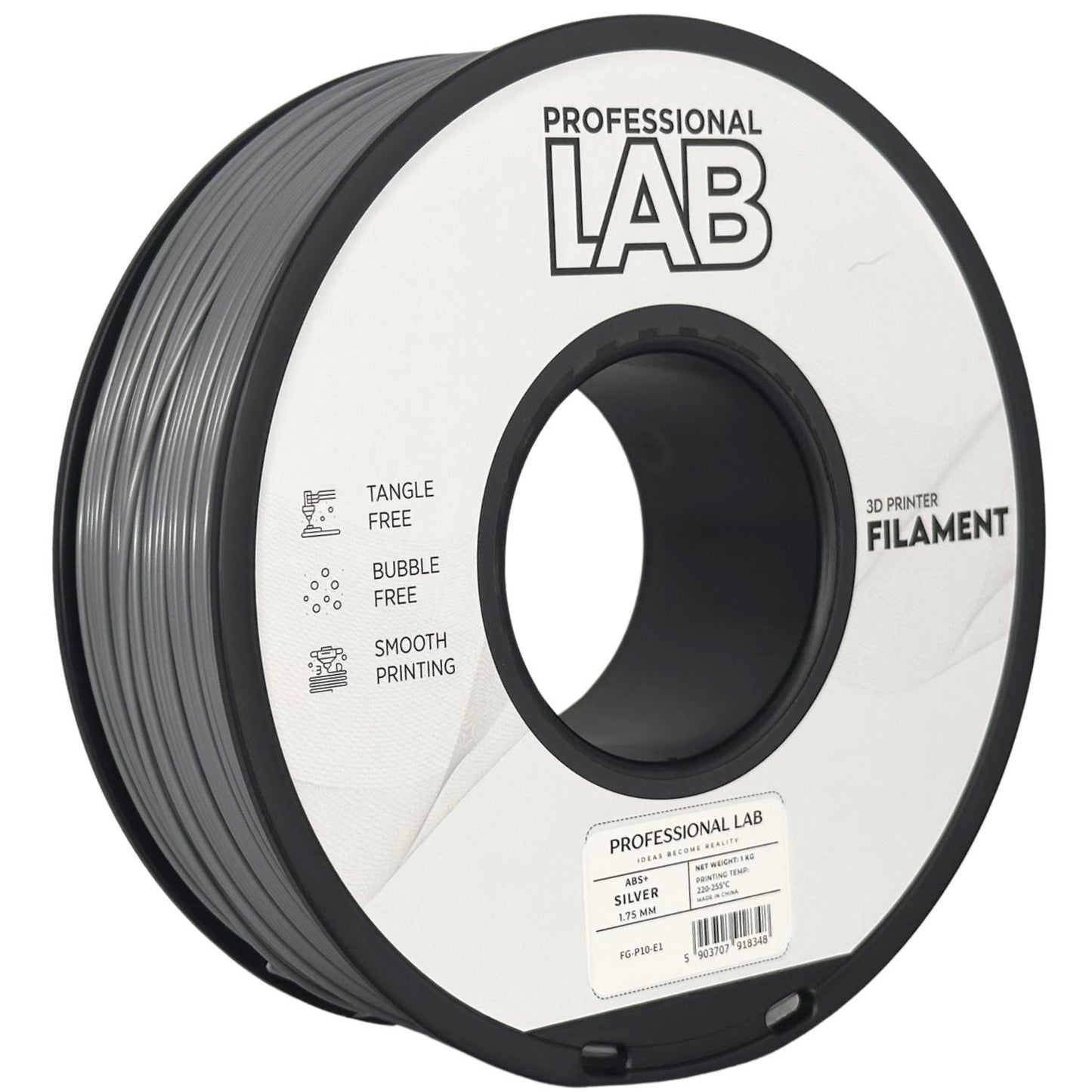 ABS+ Silber, 1.75mm, +/- 0.03mm - Prof. Lab Filament