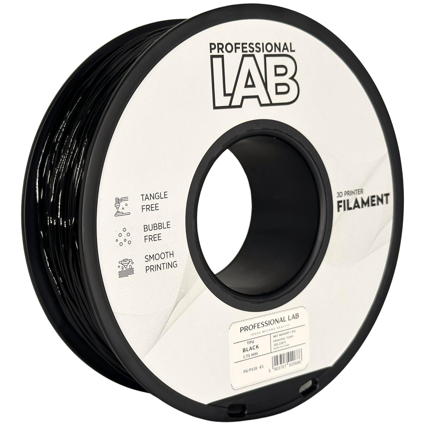 TPU Schwarz, 1.75mm, +/- 0.03mm - Prof. Lab Filament