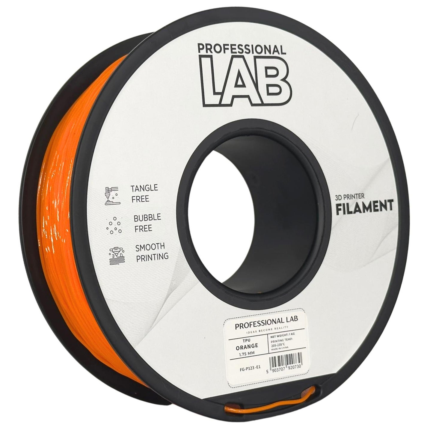 TPU Orange, 1.75mm, +/- 0.03mm - Prof. Lab Filament