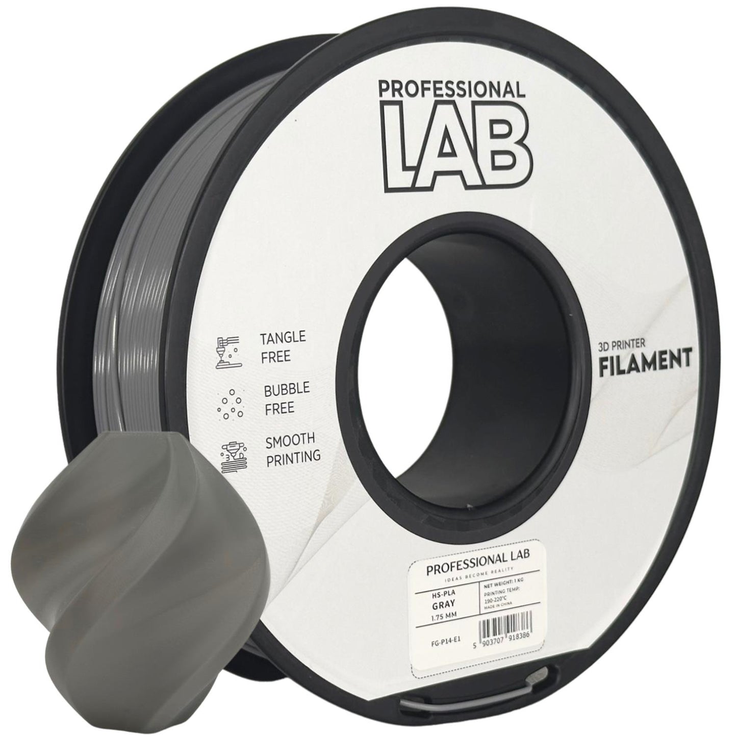 PLA High Speed Grau, 1.75mm, +/- 0.03mm - Prof. Lab Filament