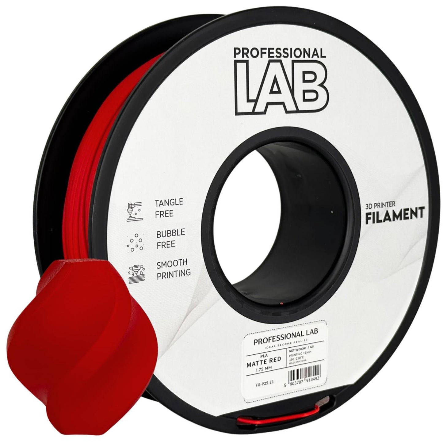 PLA Matte Rot, 1.75mm, +/- 0.03mm - Prof. Lab Filament