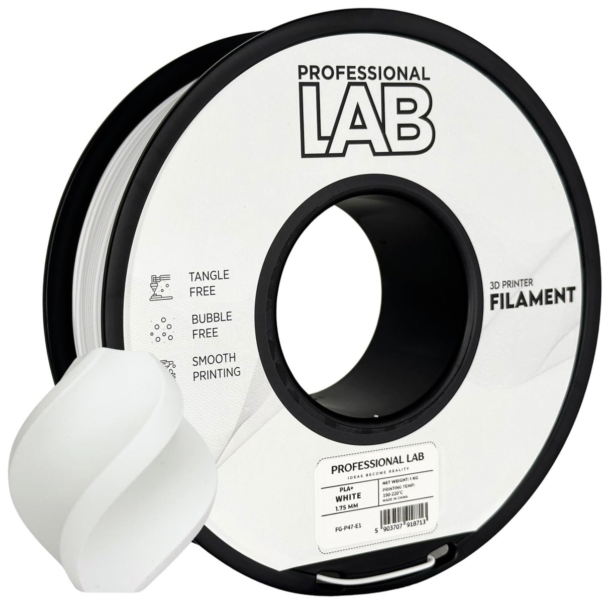 PLA+ Weiß, 1.75mm, +/- 0.03mm - Prof. Lab Filament