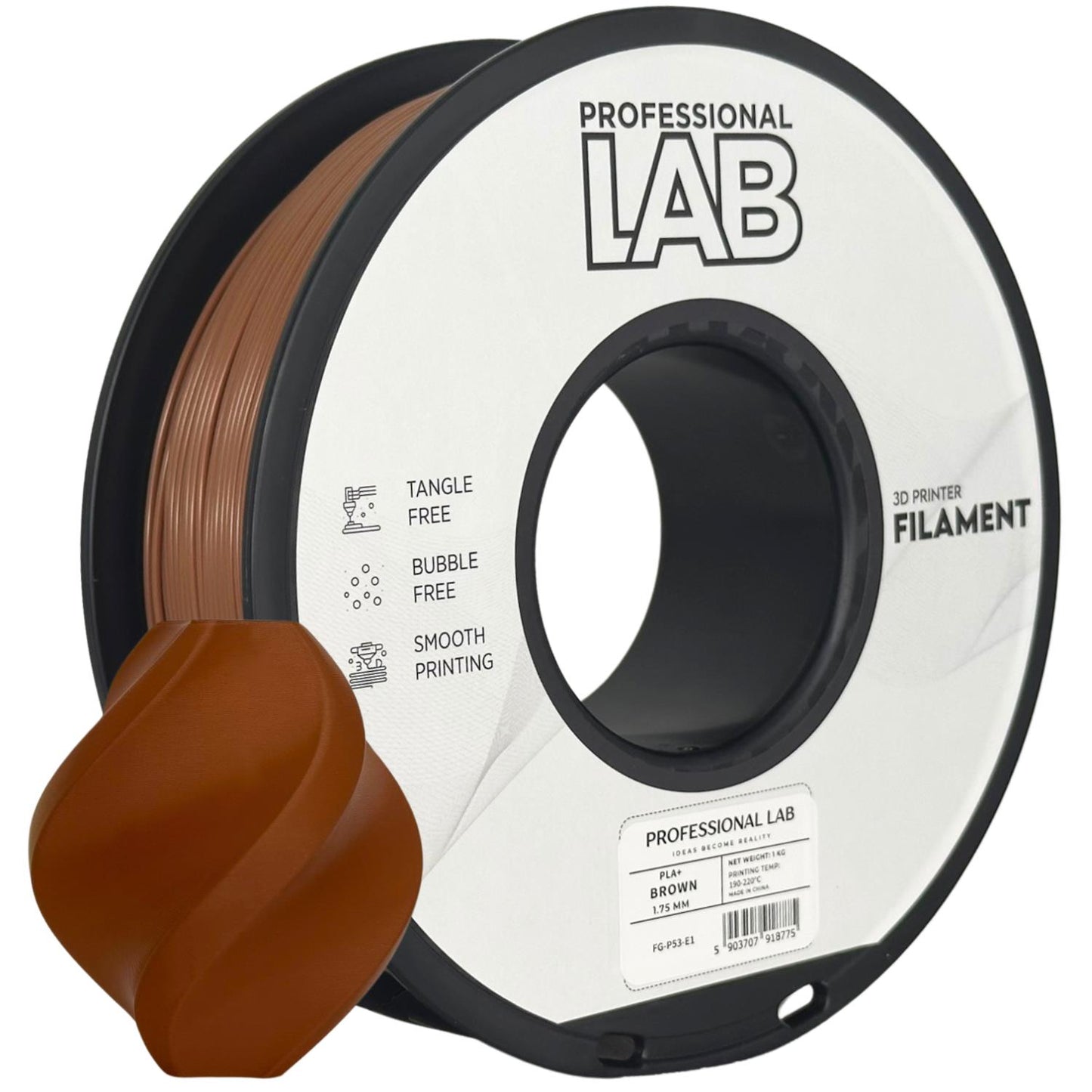 PLA+ Braun, 1.75mm, +/- 0.03mm - Prof. Lab Filament