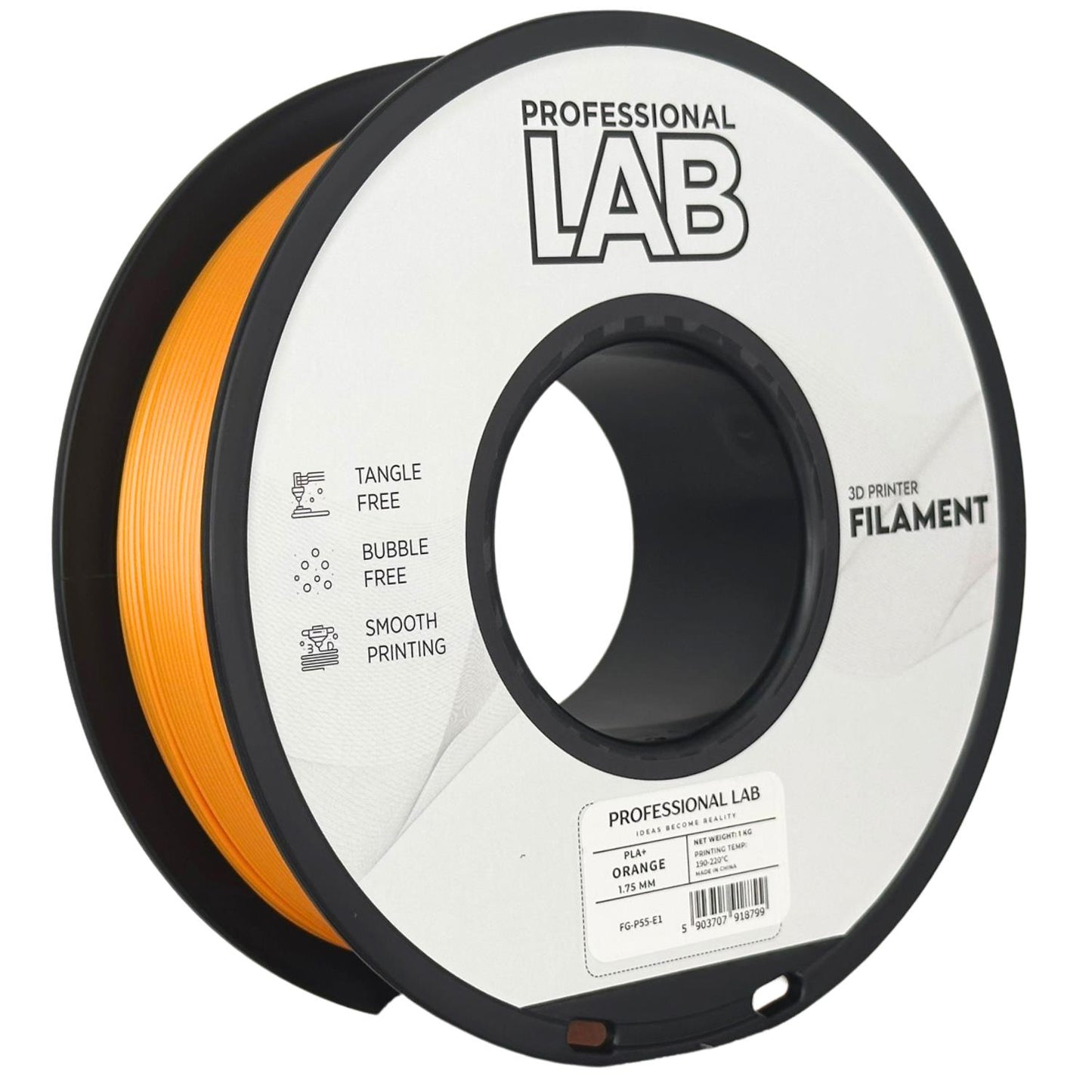 PLA+ Orange, 1.75mm, +/- 0.03mm - Prof. Lab Filament
