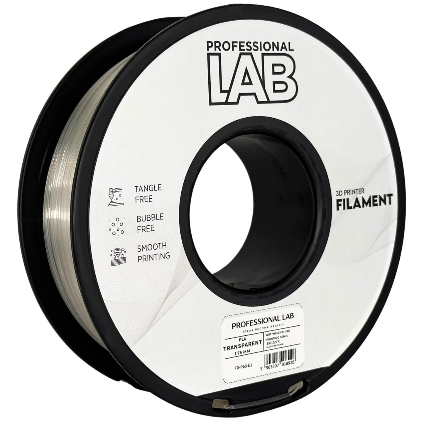 PLA Transparent, 1.75mm, +/- 0.03mm - Prof. Lab Filament
