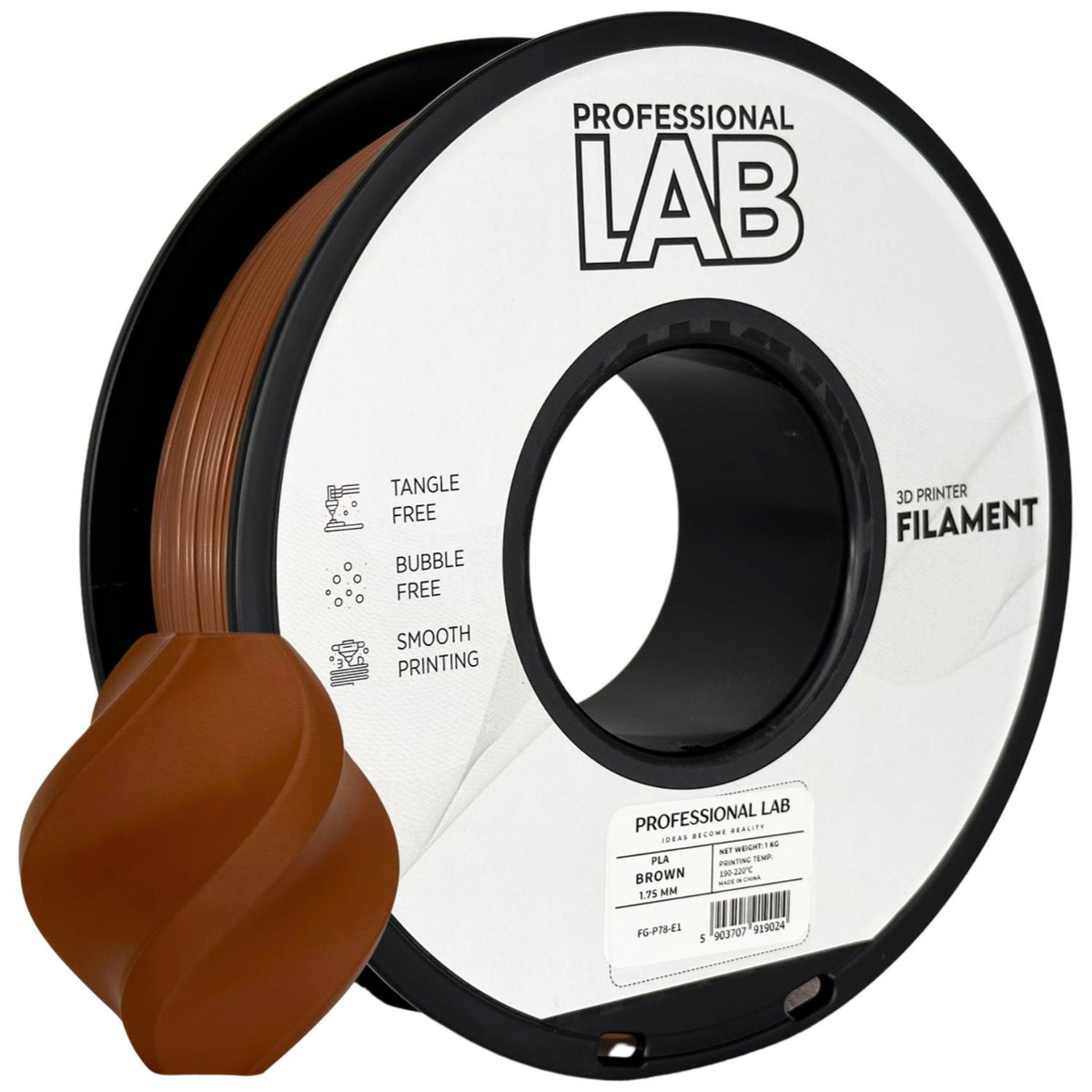 PLA Braun, 1.75mm, +/- 0.03mm - Prof. Lab Filament