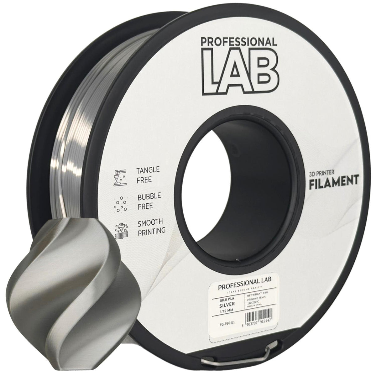 Silk PLA Silber, 1.75mm, +/- 0.03mm - Prof. Lab Filament