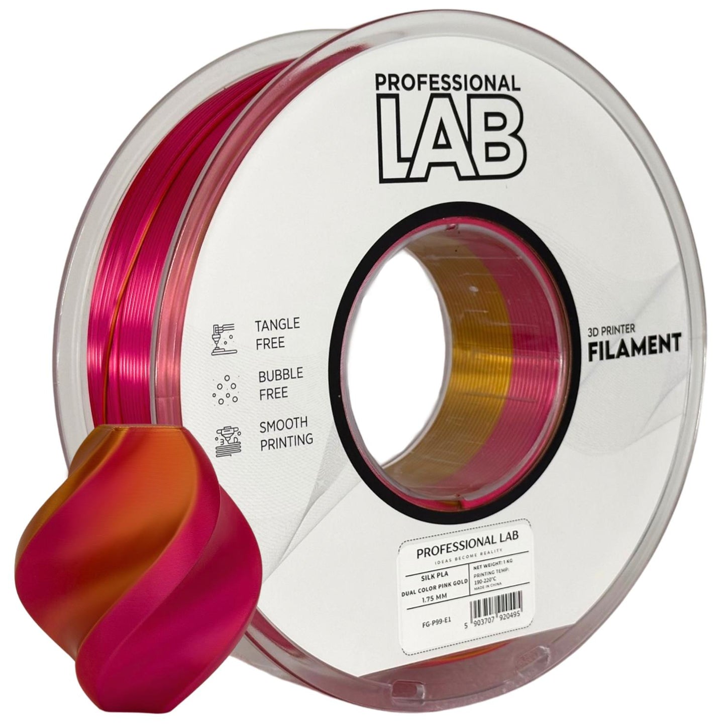Silk PLA Filament Rosa Gold Zweifarbig 1.75mm – Prof. Lab