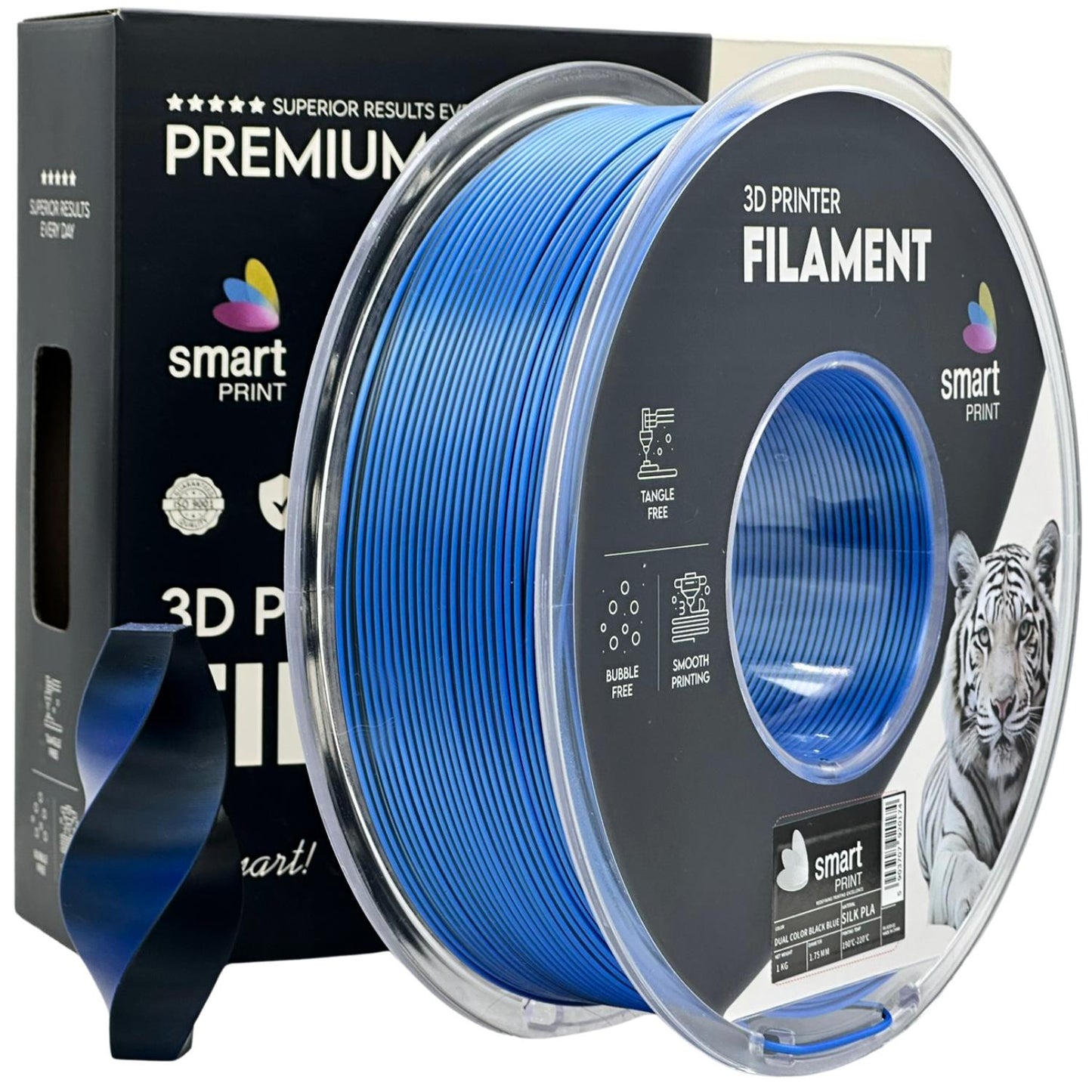Silk PLA Filament Schwarz-Blau Schimmernd 1.75mm – Smart Print