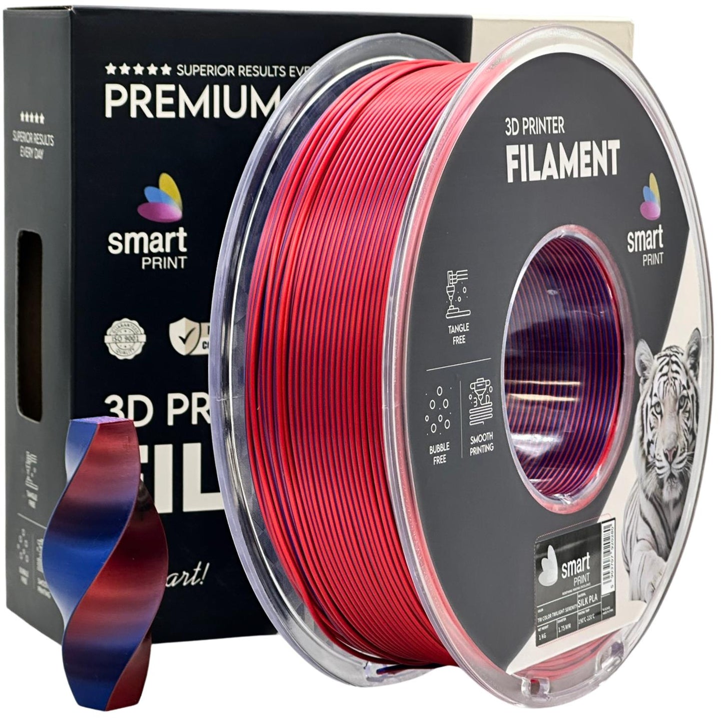 Silk PLA Filament dreifarbig Dämmerung Seidenglanz 1.75mm – Smart Print