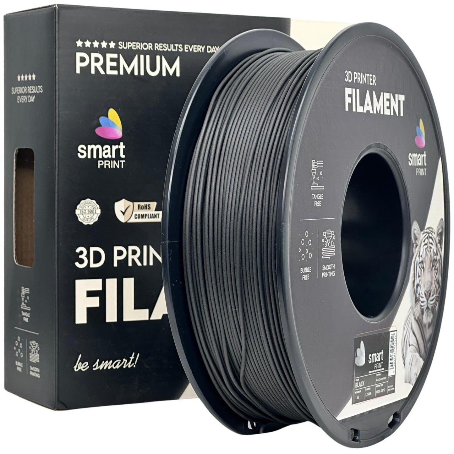 PLA Carbon Fiber Schwarz, 1.75mm, +/- 0.03mm - Smart Print Filament