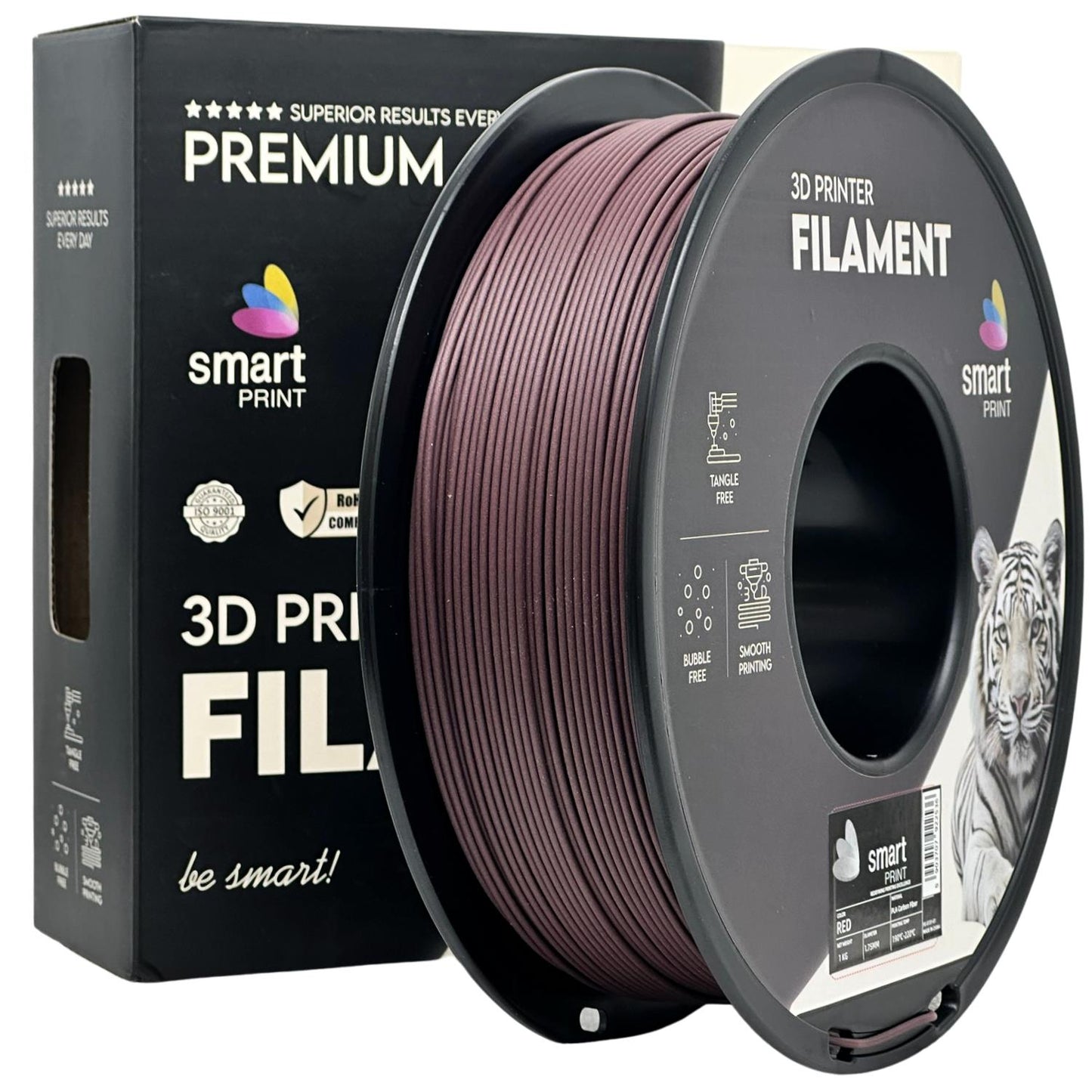 PLA Carbon Fiber Rot, 1.75mm, +/- 0.03mm - Smart Print Filament