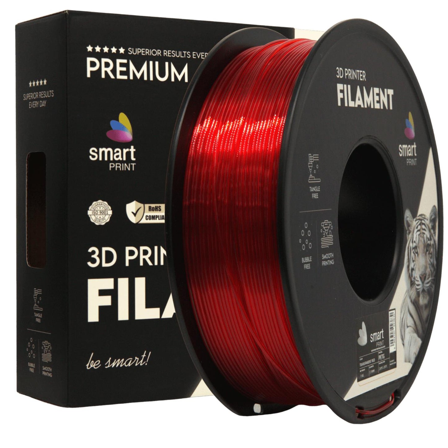 PETG Rot Transparent, 1.75mm, +/- 0.03mm - Smart Print Filament