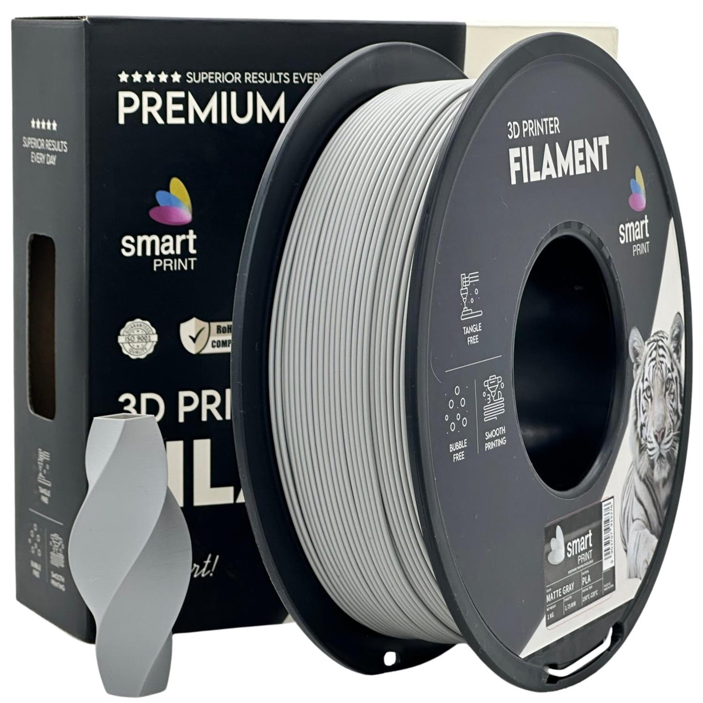 PLA Matte Matt Grau, 1.75mm, +/- 0.03mm - Smart Print Filament
