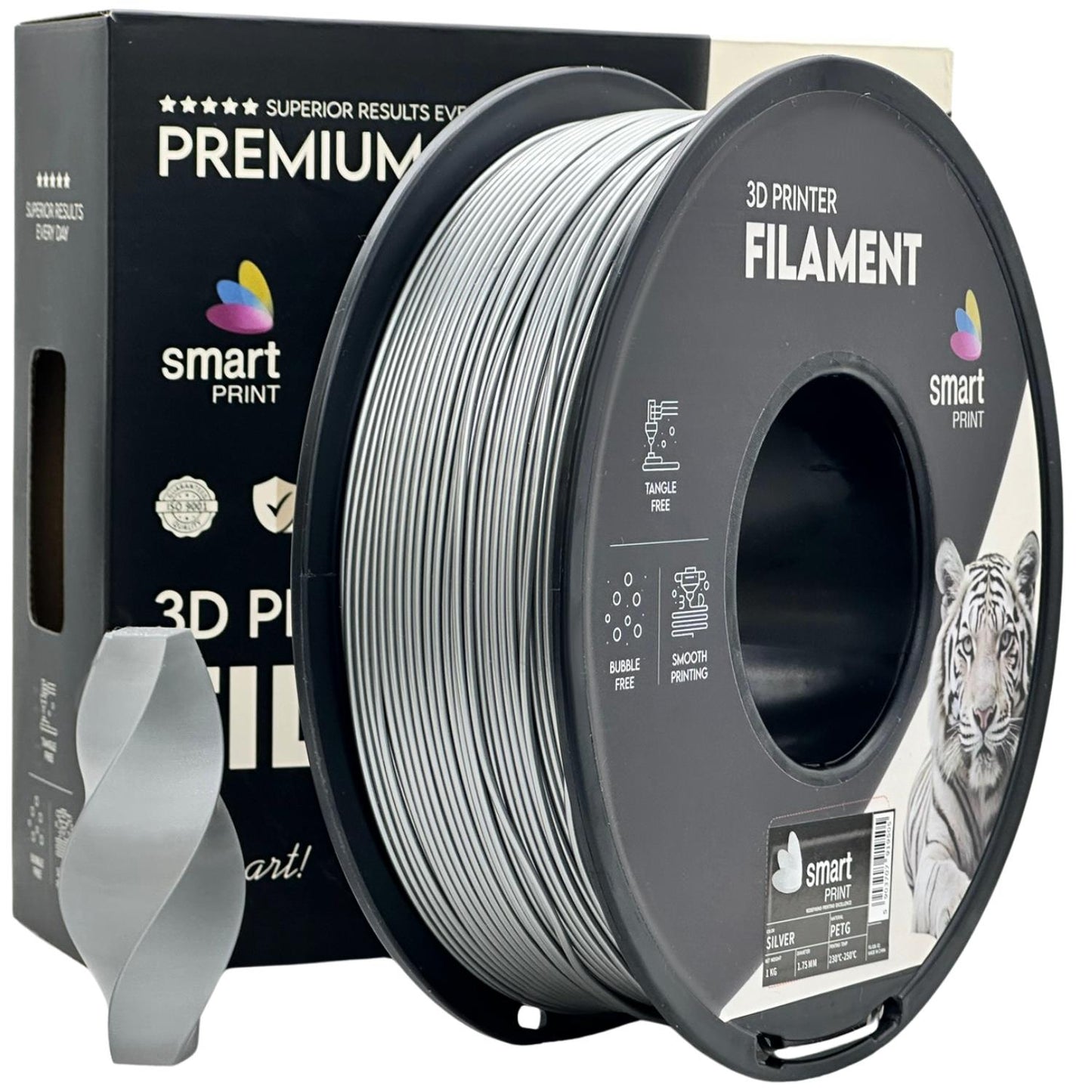 PETG Silber, 1.75mm, +/- 0.03mm - Smart Print Filament