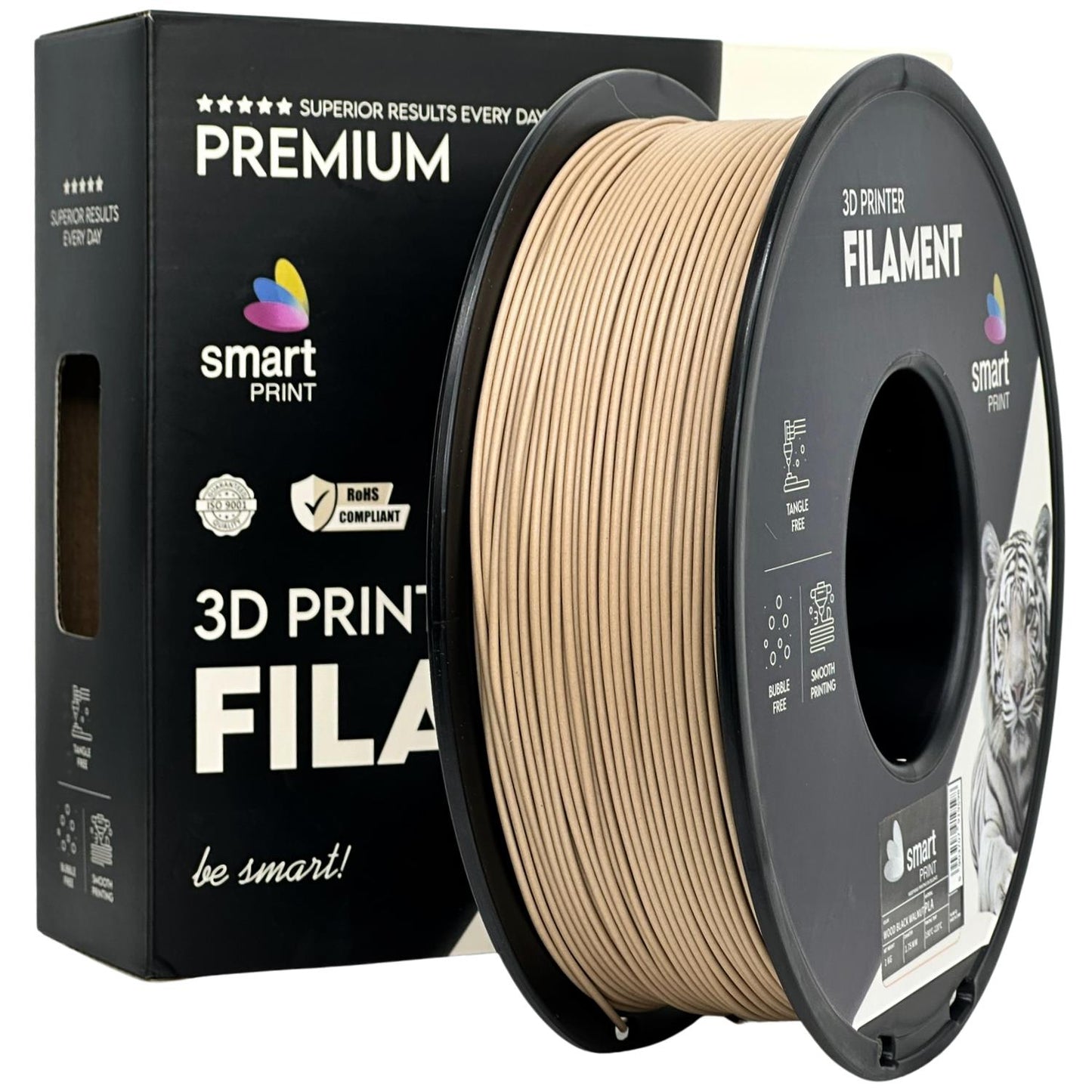 PLA Wood Schwarz Walnuss, 1.75mm, +/- 0.03mm - Smart Print Filament