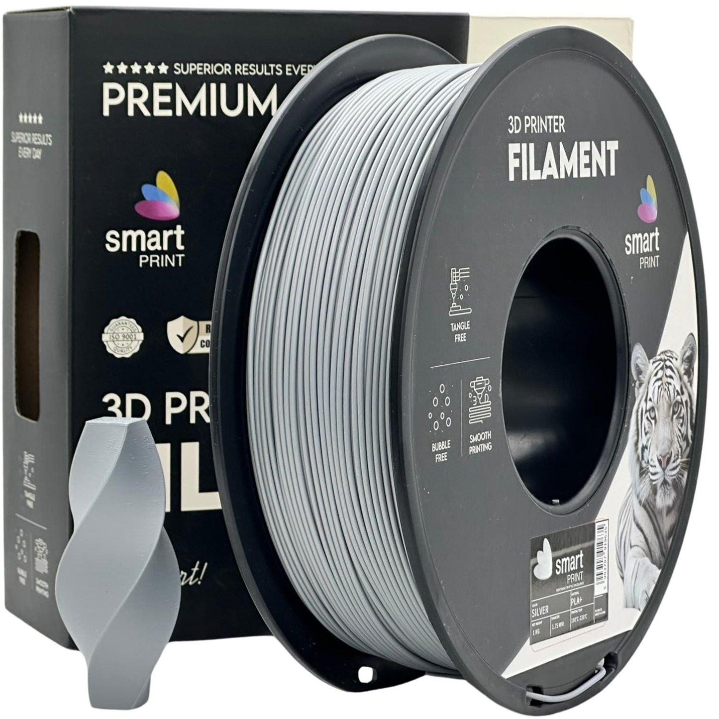 PLA+ Silber, 1.75mm, +/- 0.03mm - Smart Print Filament