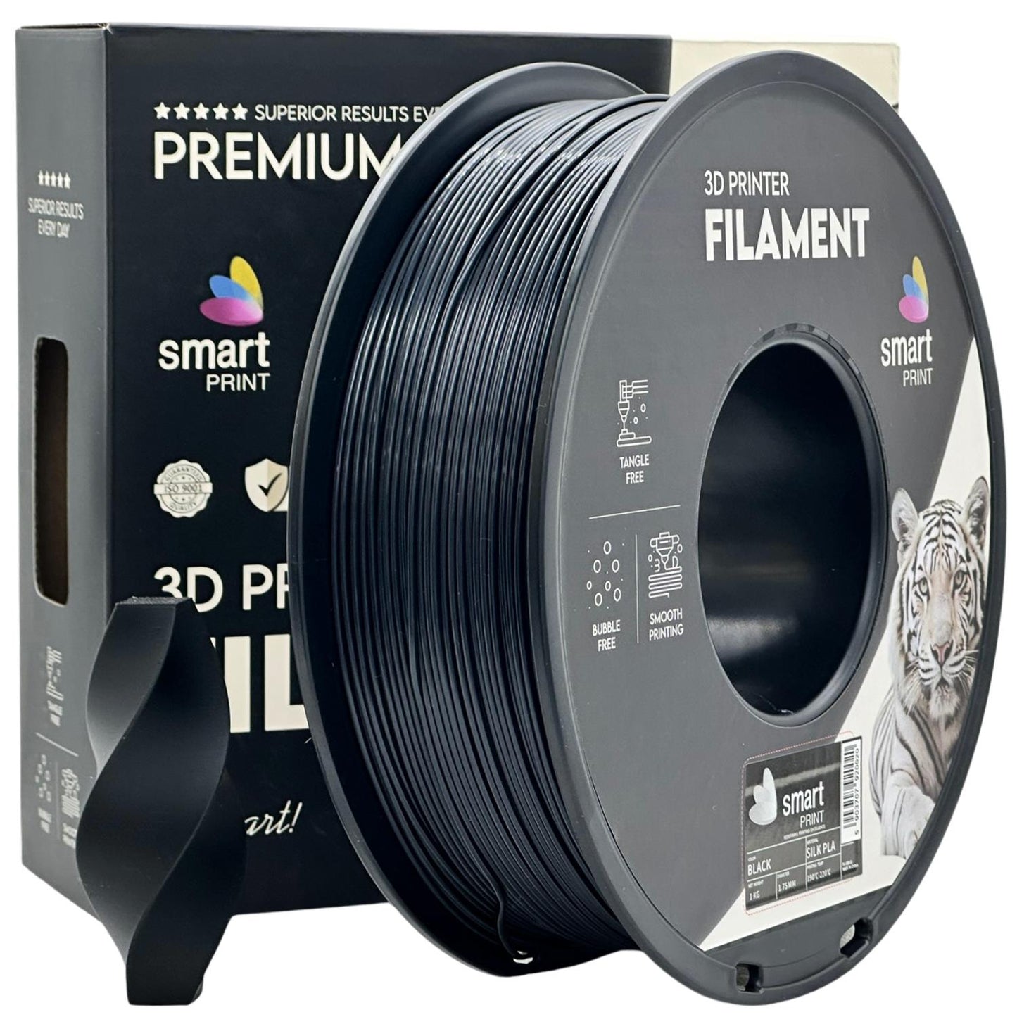 Silk PLA Schwarz, 1.75mm, +/- 0.03mm - Smart Print Filament