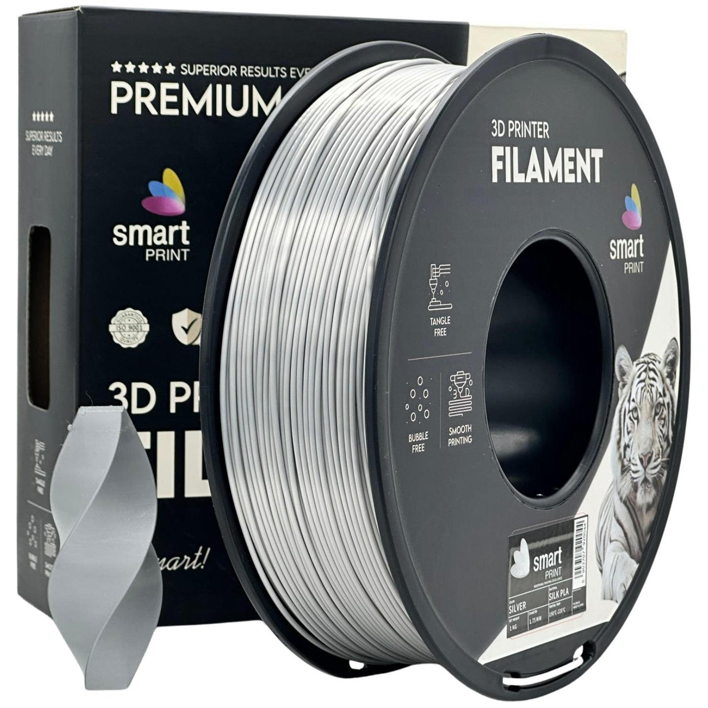 Silk PLA Silber, 1.75mm, +/- 0.03mm - Smart Print Filament