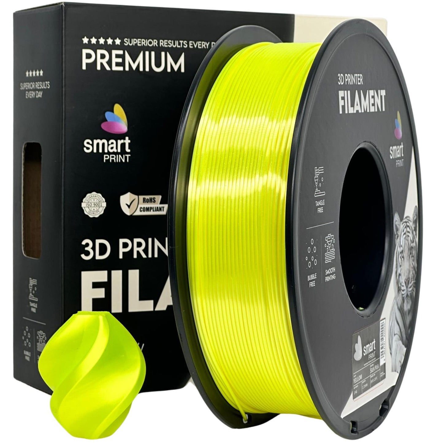 Silk PLA Gelb, 1.75mm, +/- 0.03mm - Smart Print Filament