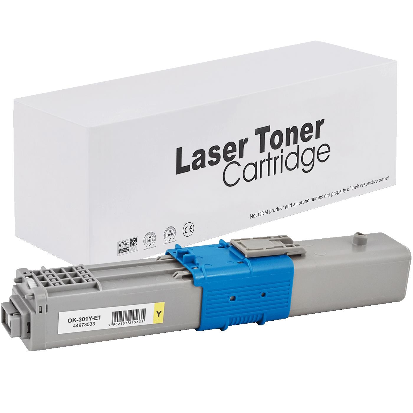 OKI 44973533 Toner für C301 (C / MC) – Gelb, 1500 Seiten, kompatibler Ersatz