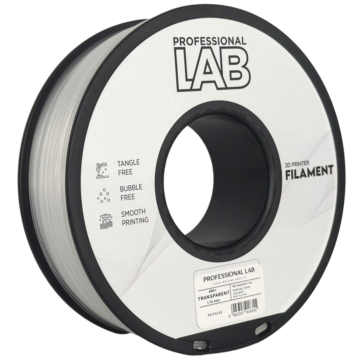 ABS+ Transparent, 1.75mm, +/- 0.03mm - Prof. Lab Filament