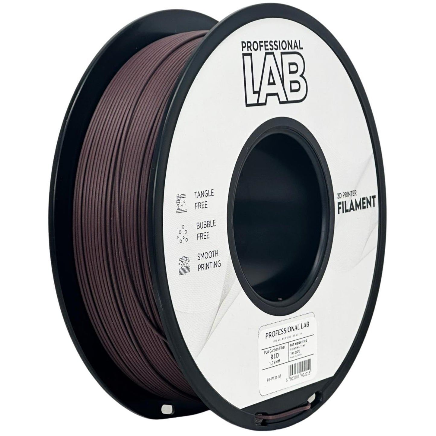 PLA Carbon Fiber Rot, 1.75mm, +/- 0.03mm - Prof. Lab Filament