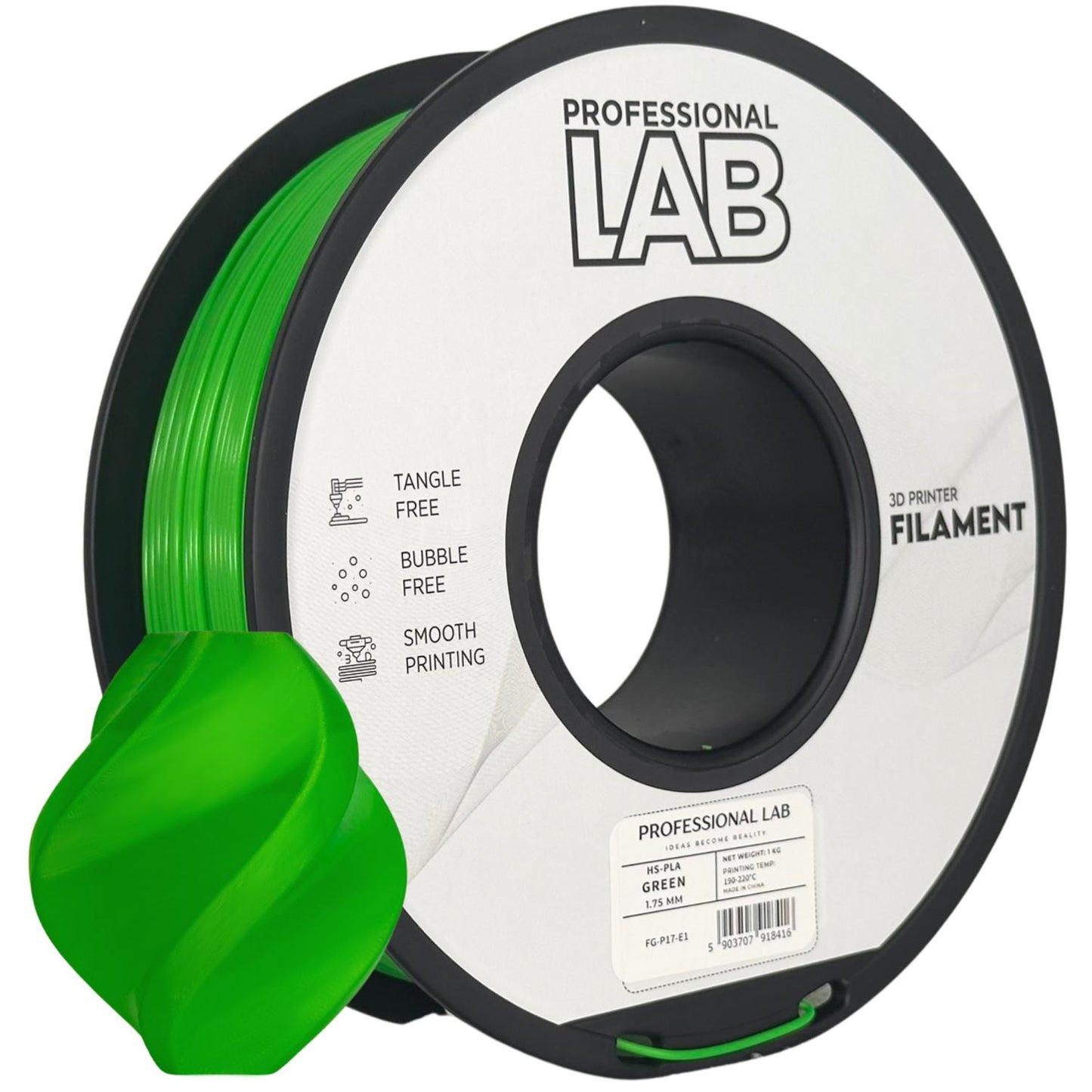 PLA High Speed Grün, 1.75mm, +/- 0.03mm - Prof. Lab Filament