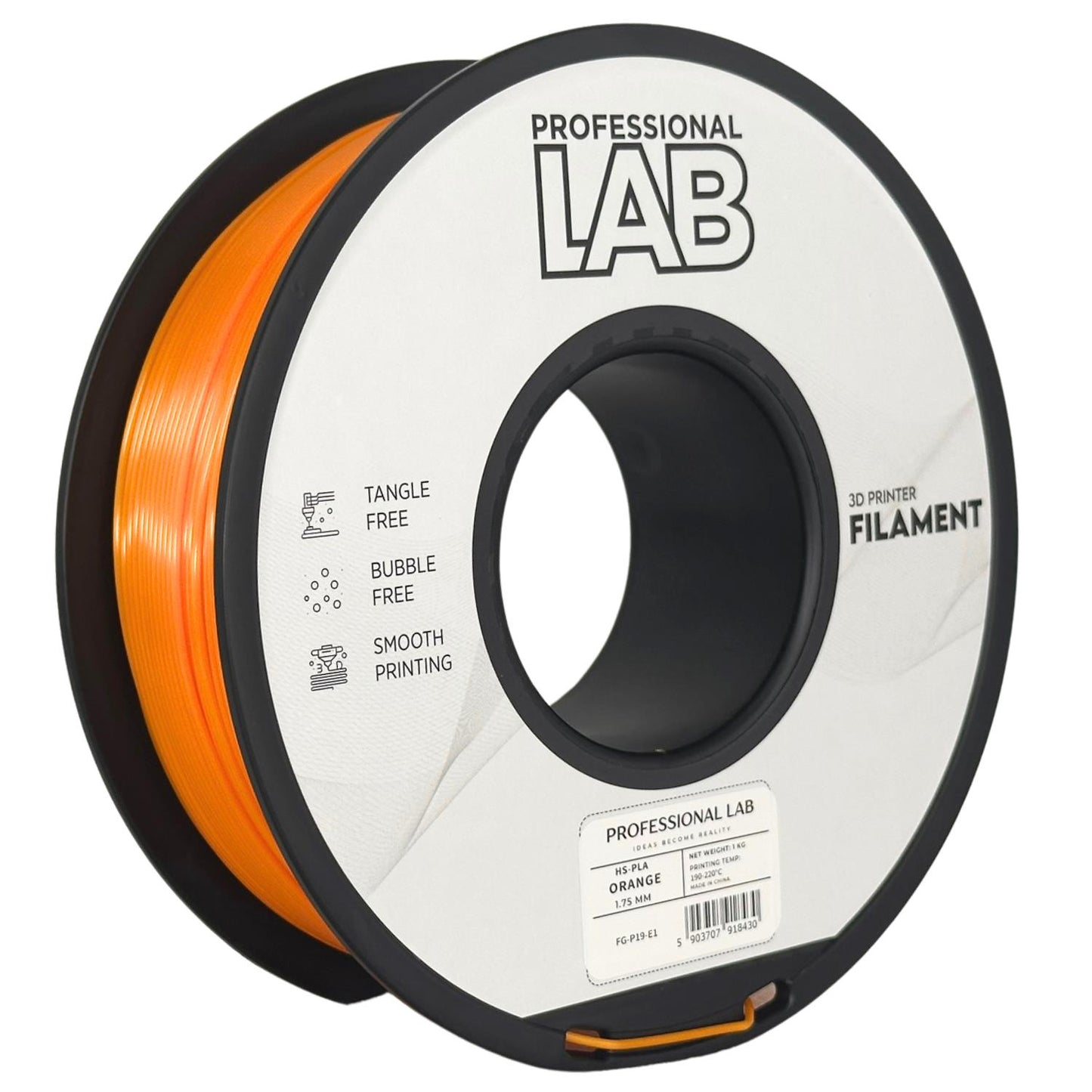 PLA High Speed Orange, 1.75mm, +/- 0.03mm - Prof. Lab Filament
