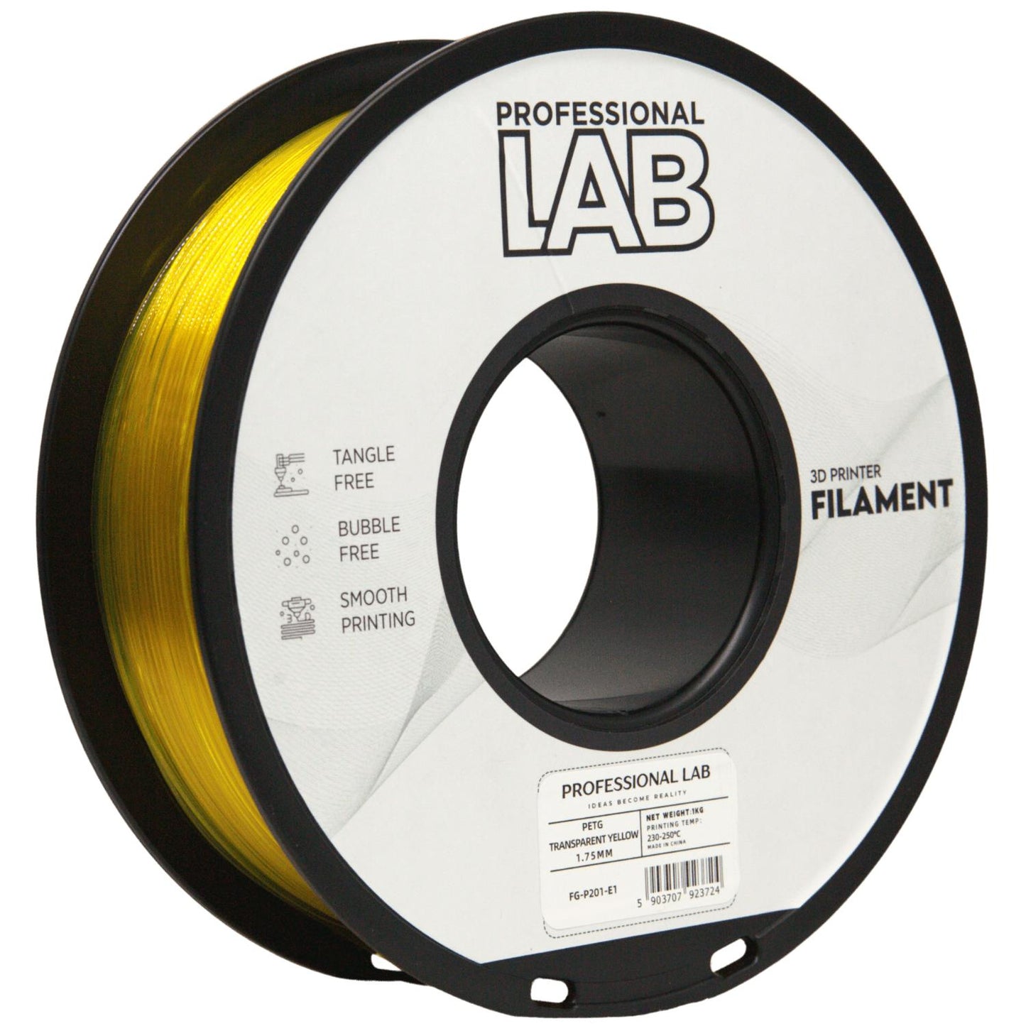 PETG Gelb Transparent, 1.75mm, +/- 0.03mm - Prof. Lab Filament
