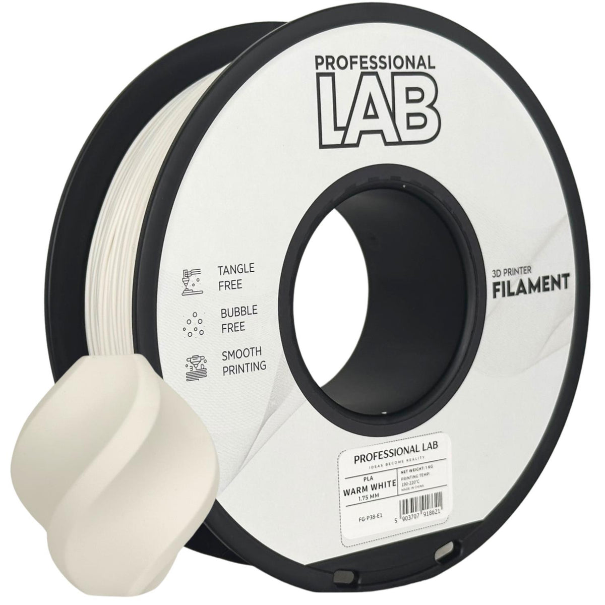 PLA Warmweiß, 1.75mm, +/- 0.03mm - Prof. Lab Filament