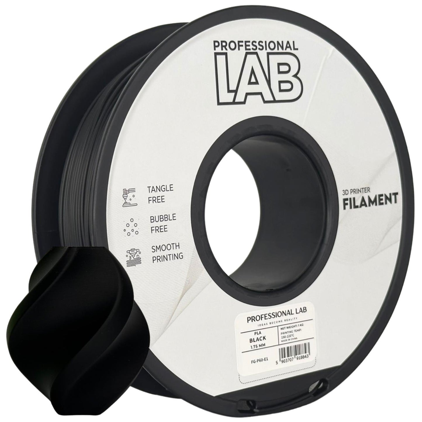 PLA Schwarz, 1.75mm, +/- 0.03mm - Prof. Lab Filament