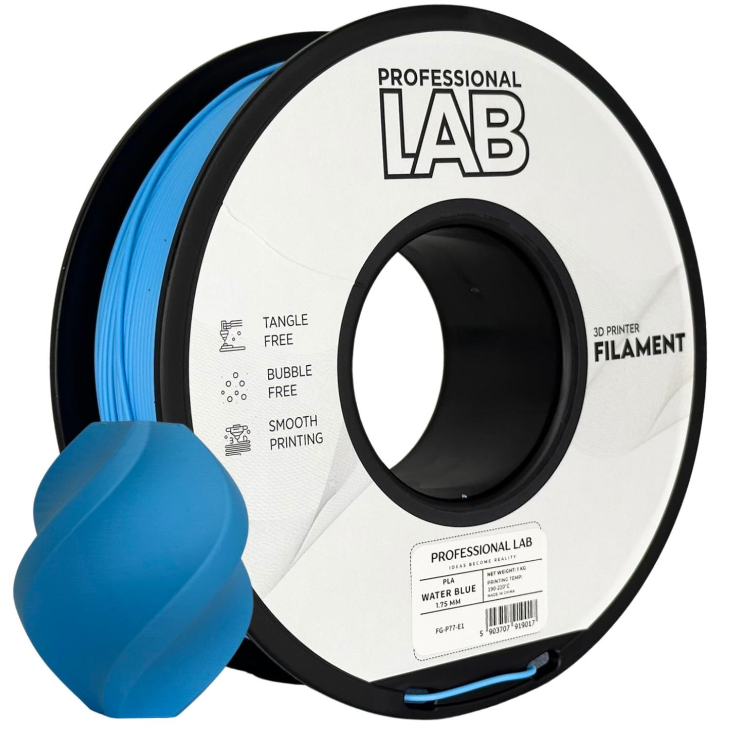PLA Wasserblau, 1.75mm, +/- 0.03mm - Prof. Lab Filament