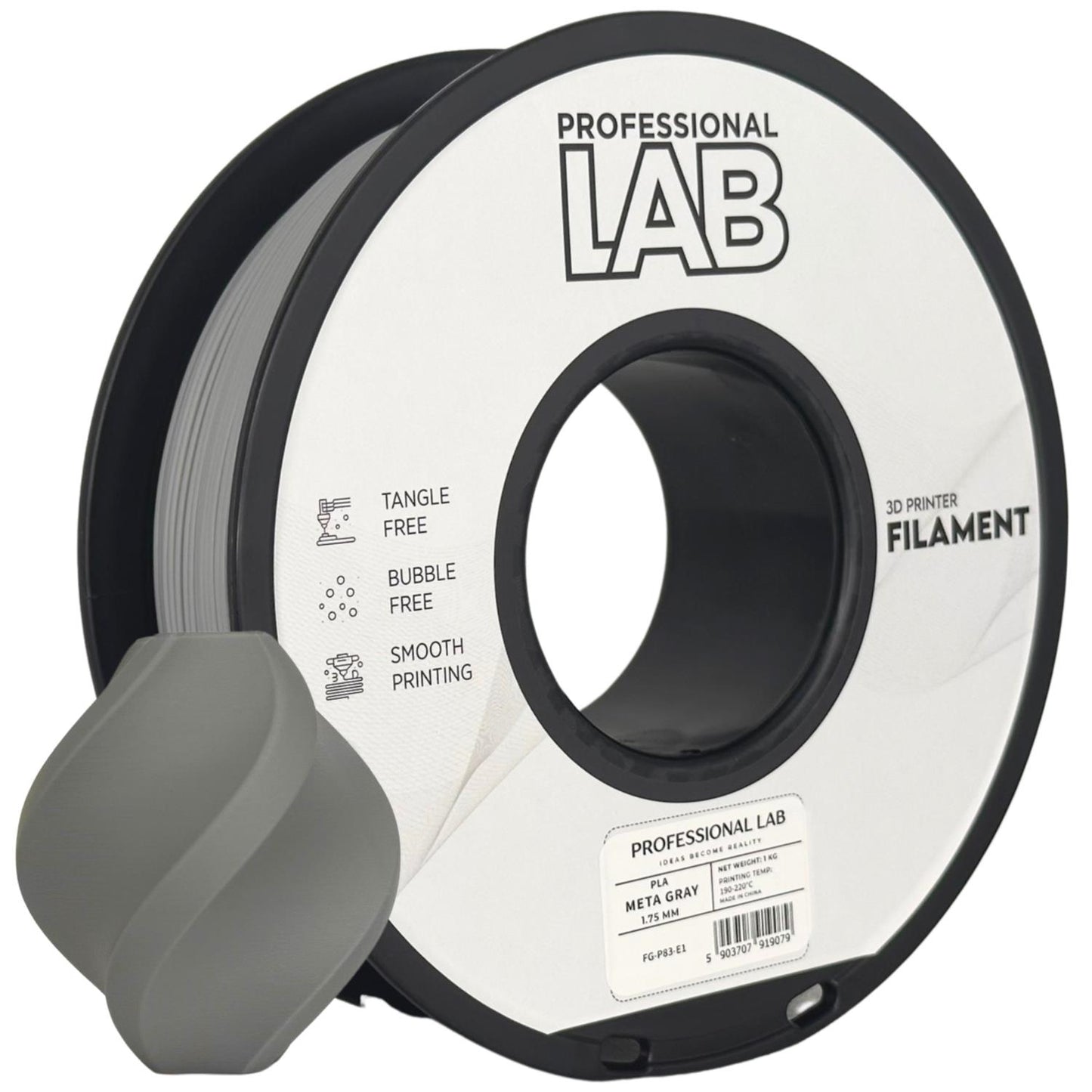 PLA meta Grau, 1.75mm, +/- 0.03mm - Prof. Lab Filament