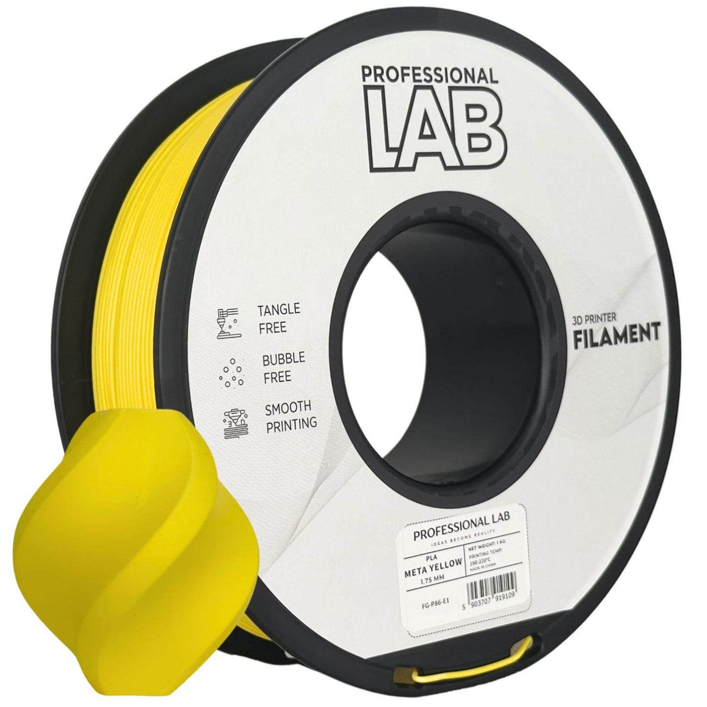 PLA meta Gelb, 1.75mm, +/- 0.03mm - Prof. Lab Filament