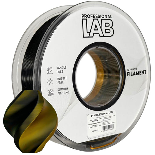 Silk PLA Filament Schwarz Gold zweifarbig 1.75mm – Prof. Lab