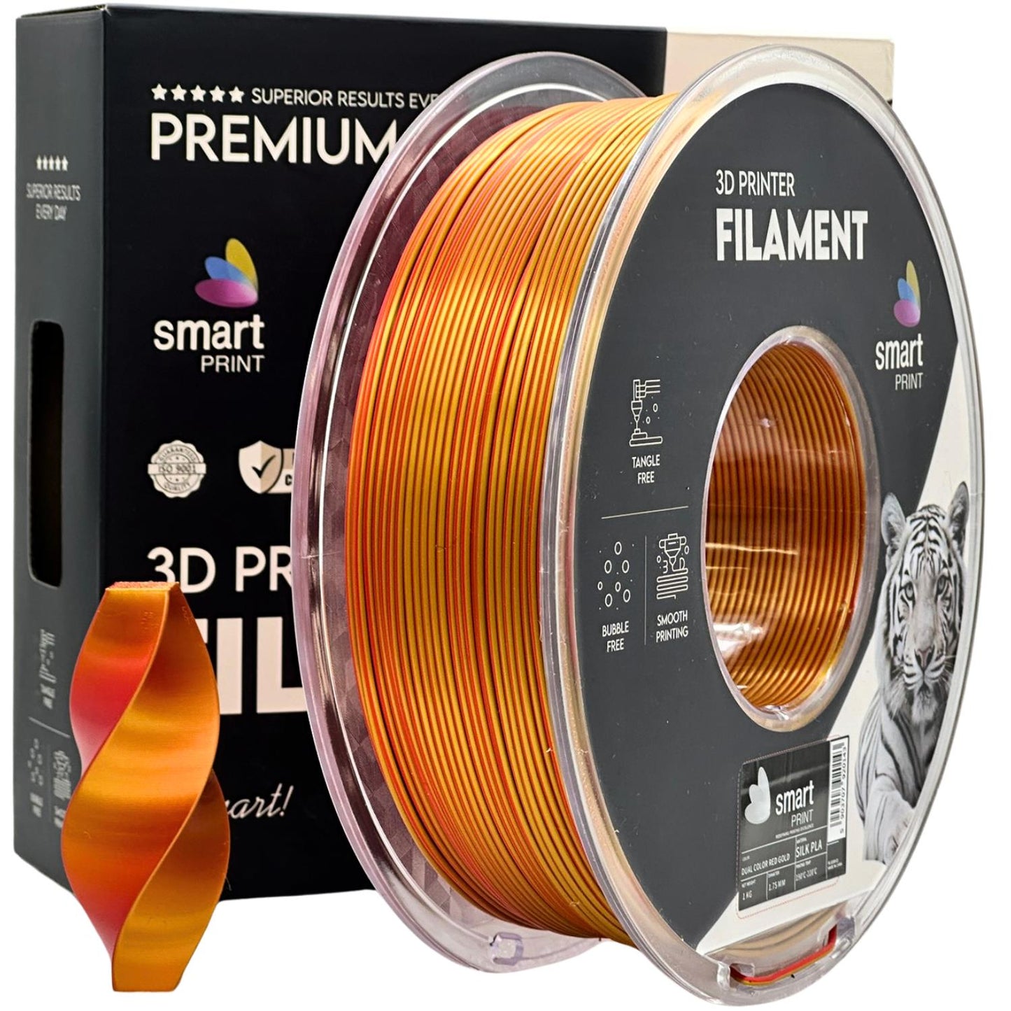 Silk PLA Filament Rot-Gold zweifarbig 1.75mm – Smart Print