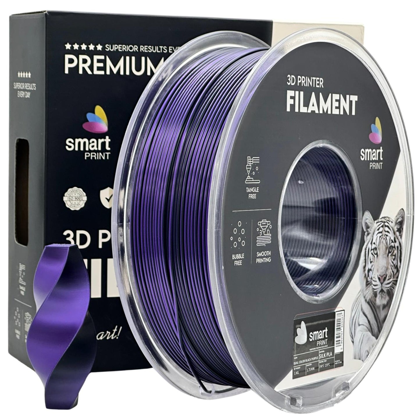 Silk PLA Filament Schwarz Lila zweifarbig 1.75mm – Smart Print