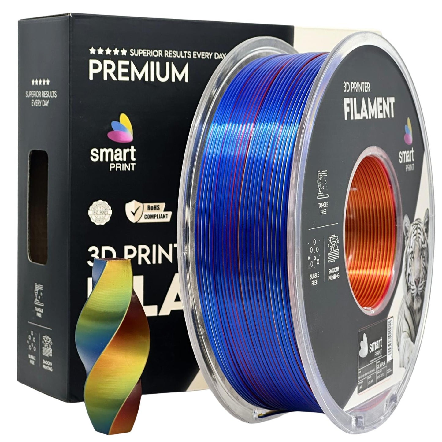 Silk PLA Filament dreifarbig Rot Gelb Blau 1.75mm – Smart Print