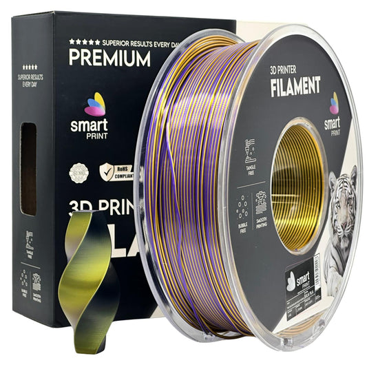Silk PLA Filament Schwarz Gold Lila (dreifarbig) 1.75mm – Smart Print