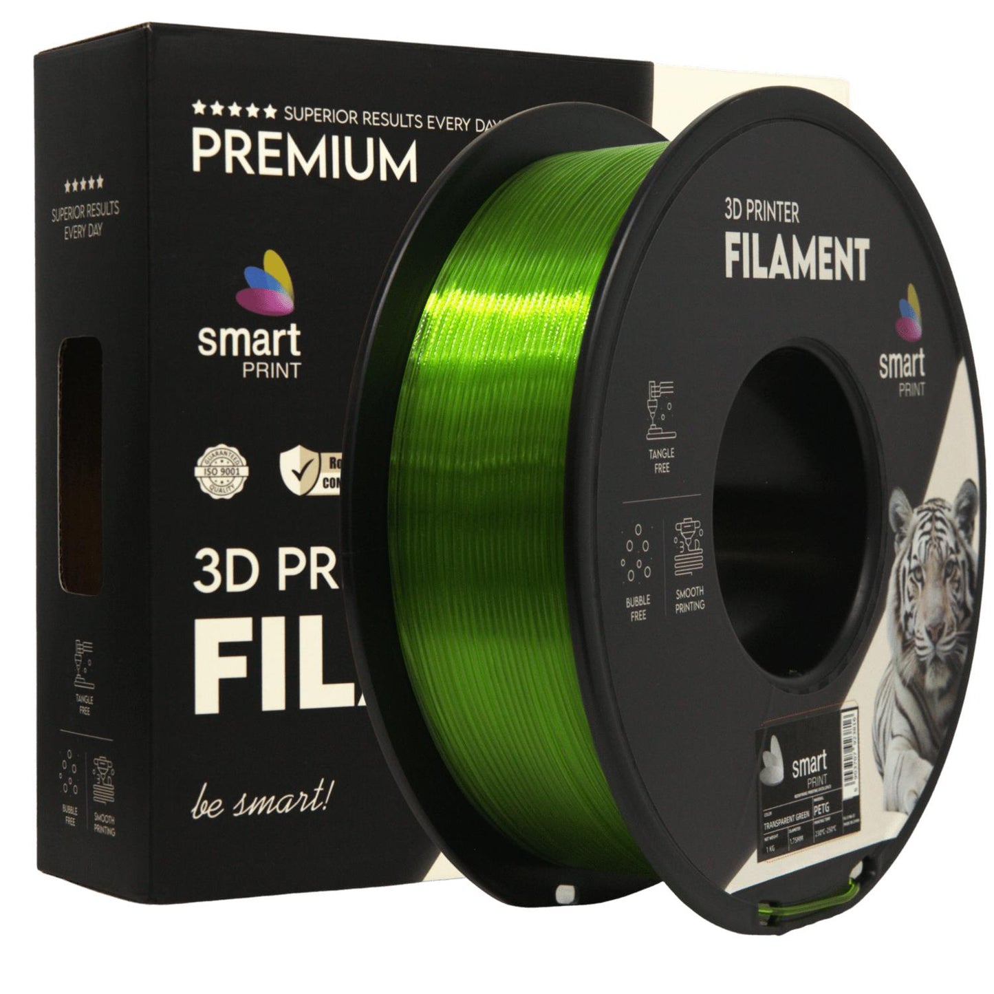 PETG Grün Transparent, 1.75mm, +/- 0.03mm - Smart Print Filament