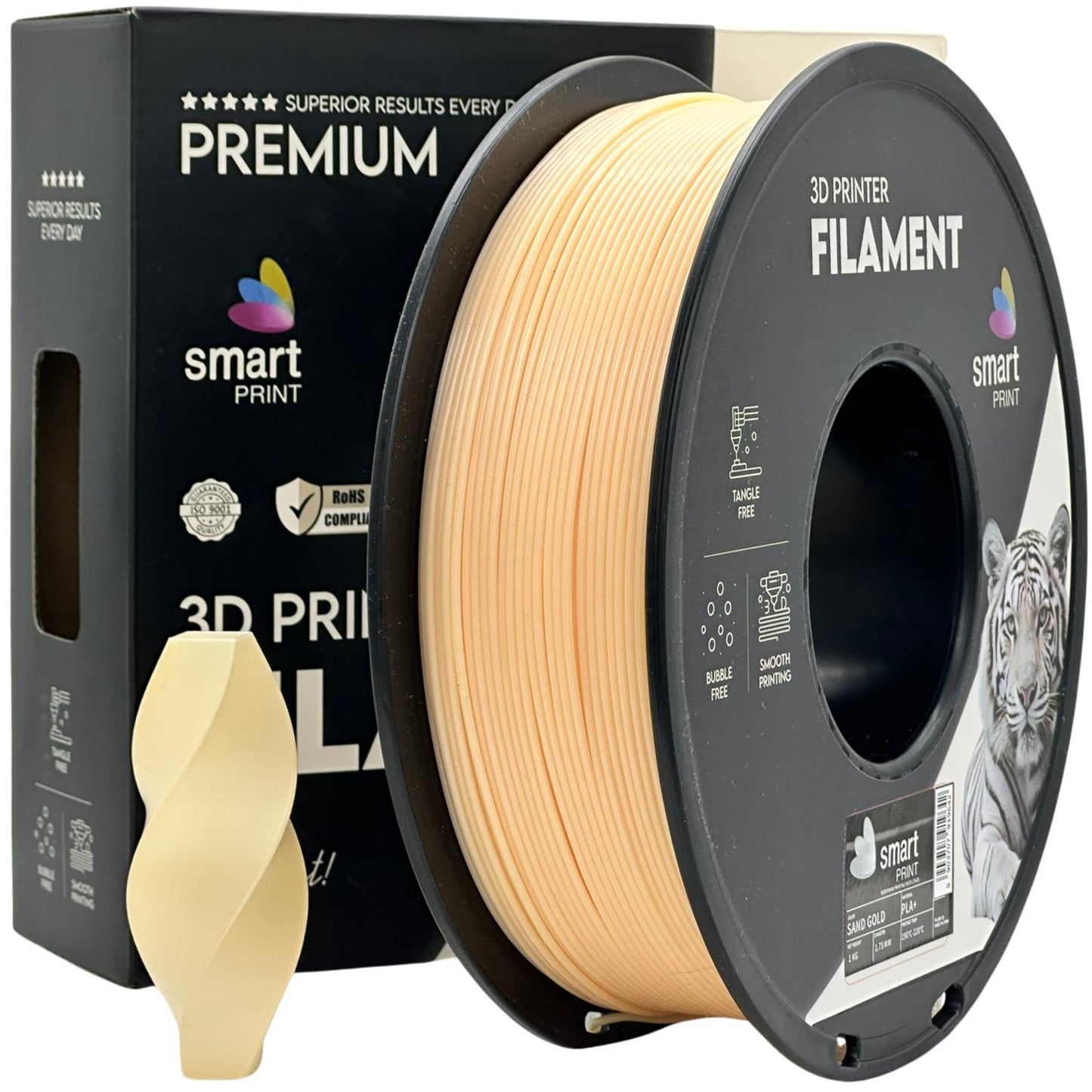 PLA+ Sand Gold, 1.75mm, +/- 0.03mm - Smart Print Filament