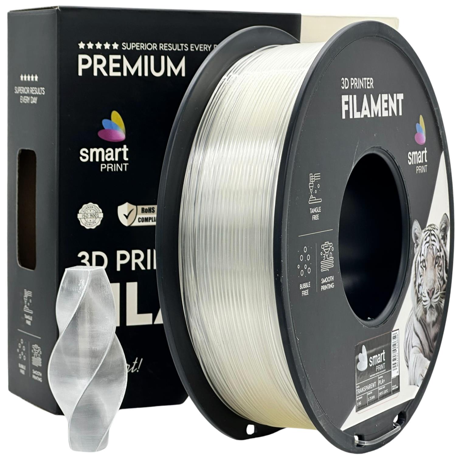 PLA+ Transparent, 1.75mm, +/- 0.03mm - Smart Print Filament – Smartfilament