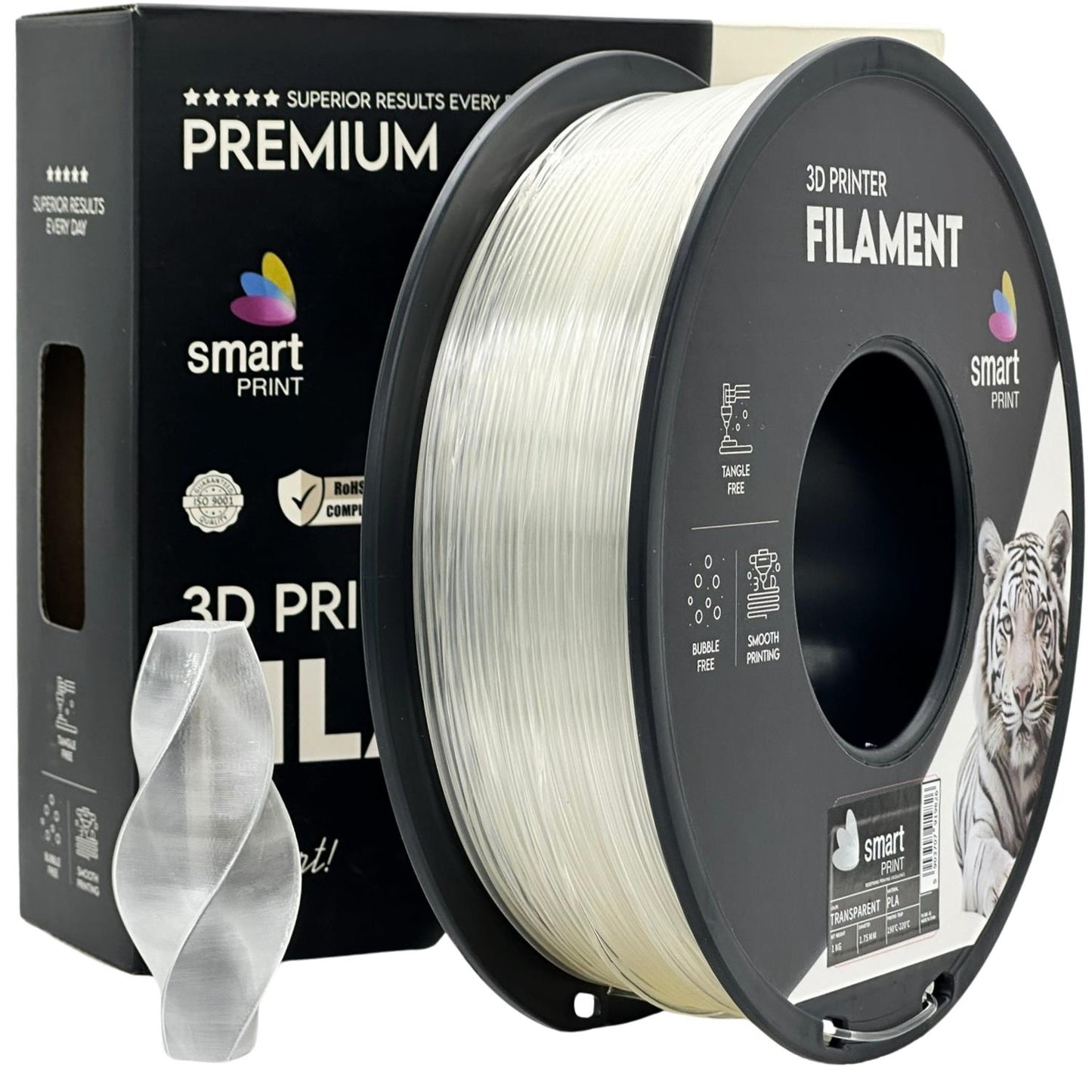 PLA Transparent, 1.75mm, +/- 0.03mm - Smart Print Filament