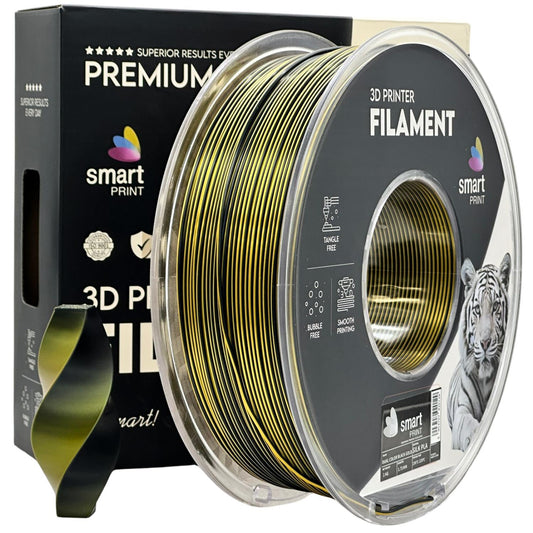Silk PLA Filament Schwarz Gold Seidenmatt 1.75mm – Smart Print